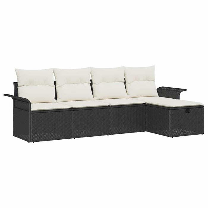 Set di divano da giardino 5 pezzi con cuscini in rattan sintetico nero 3360188