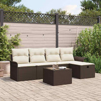 Set di divani da giardino  a 6 pezzi con cuscini in rattan sintetico marrone. 3360199