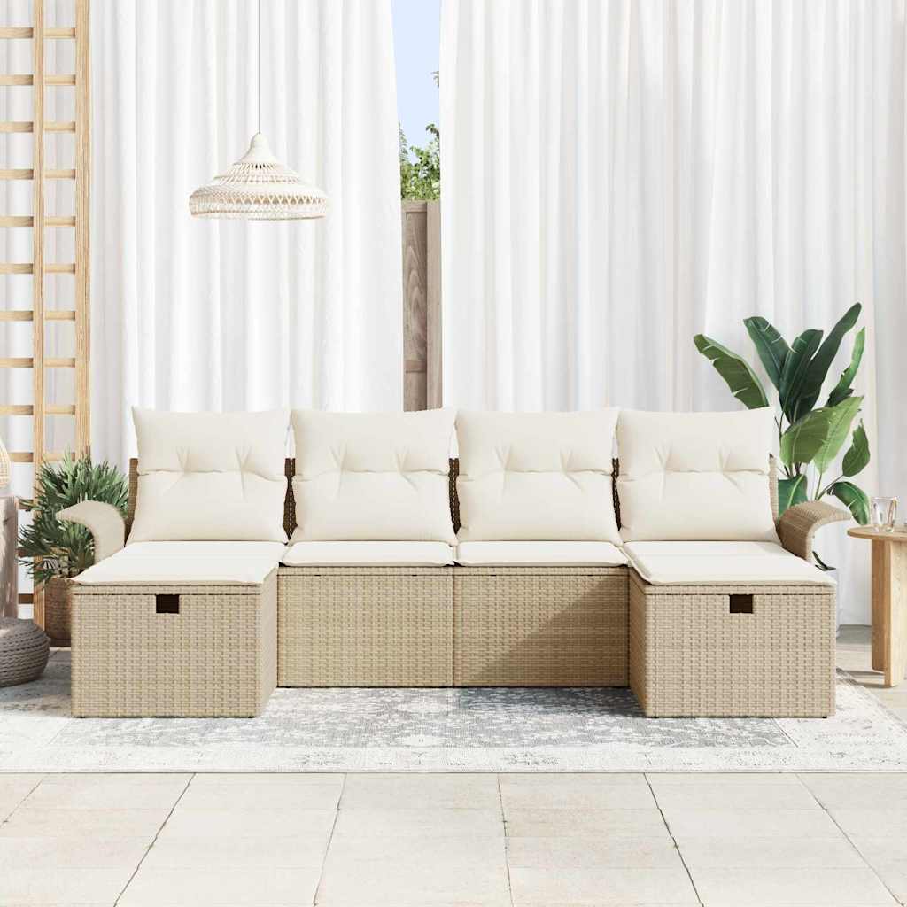 Set di divani da giardino  a 6 pezzi con cuscini beige in rattan sintetico 3360252