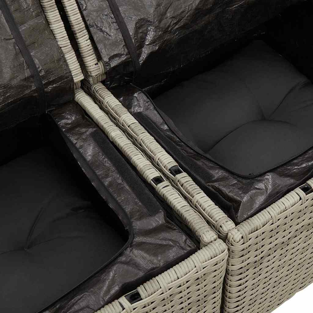 Set di Sofà da Giardino  6 Pezzi con Cuscini Grigio Chiaro in Rattan 3360253
