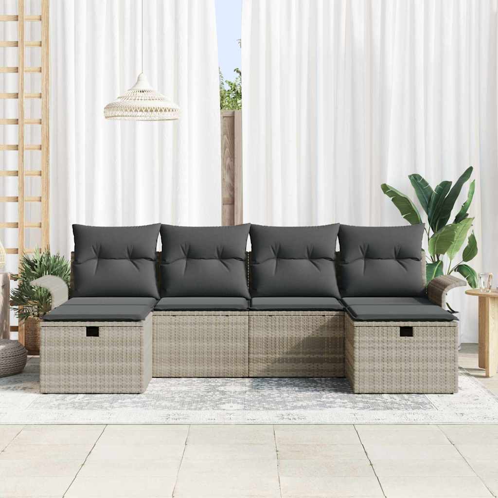vidaXL Set Divano da Giardino 6 pcs Grigio chiaro Poly Rattan