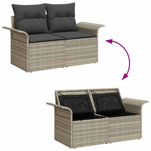 Set di Sofà da Giardino  6 Pezzi con Cuscini Grigio Chiaro in Rattan 3360253