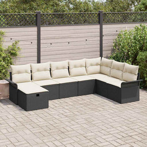 Set di Divani da Giardino  8 Pezzi con Cuscini in Rattan Polyrattan Nero 3360258