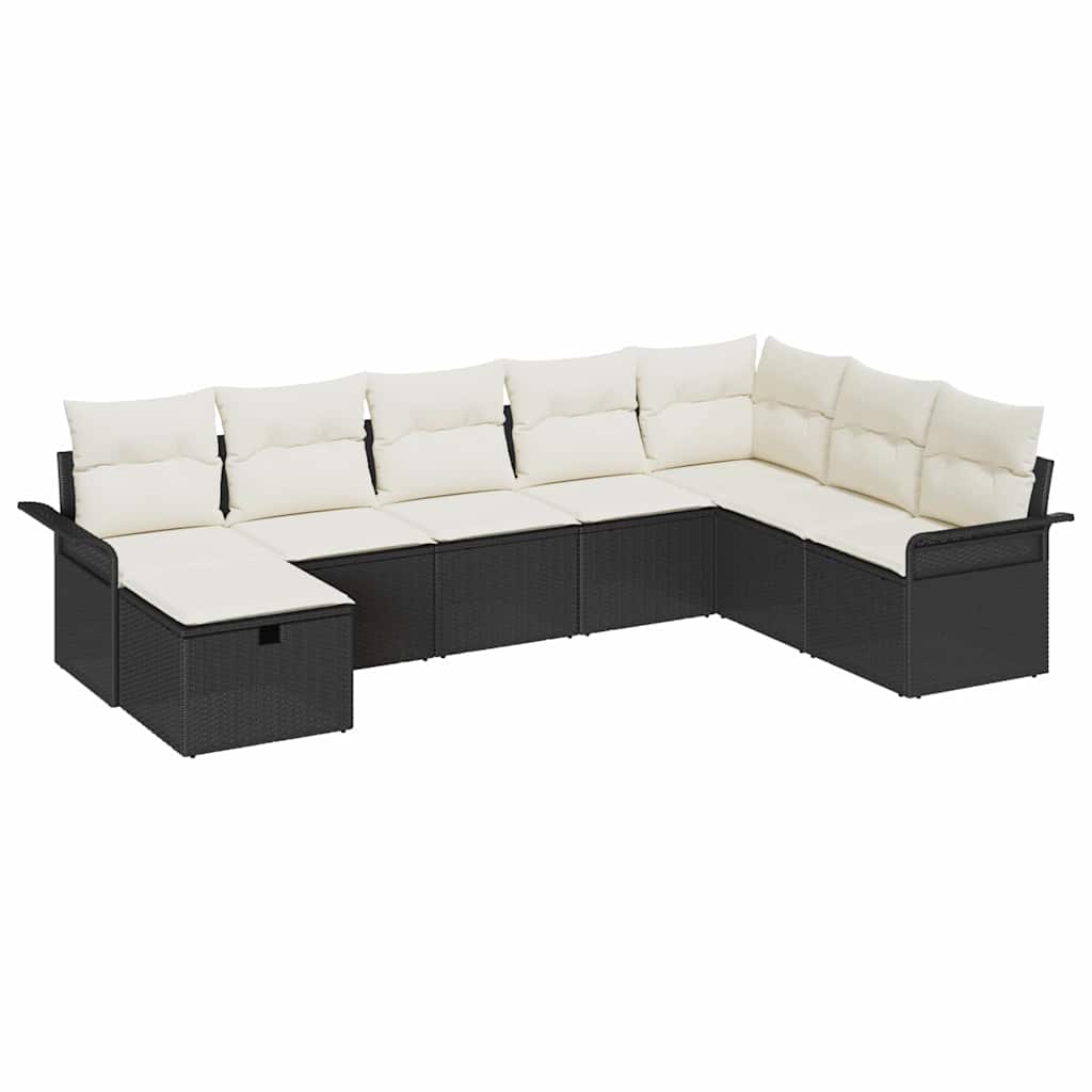Set di Divani da Giardino  8 Pezzi con Cuscini in Rattan Polyrattan Nero 3360258