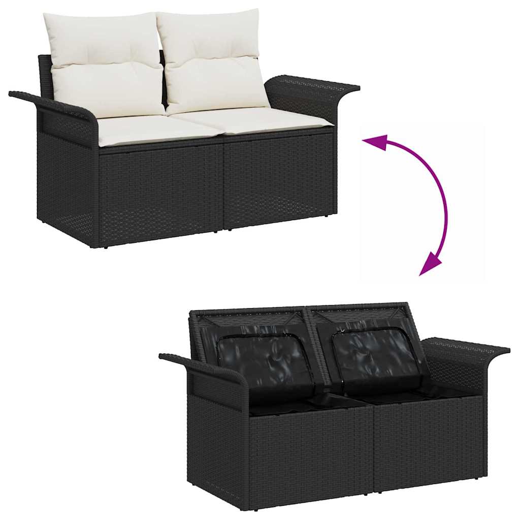 Set di Divani da Giardino  8 Pezzi con Cuscini in Rattan Polyrattan Nero 3360258