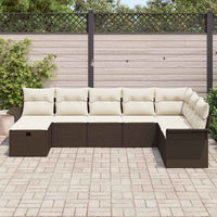 Set di divani da giardino da 8 pezzi con cuscini in rattan sintetico marrone 3360259