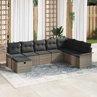 vidaXL Set Divano da Giardino con cuscino 8 pcs Grigio Poly Rattan