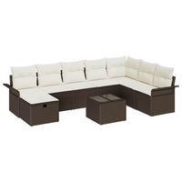 Set di divani da giardino  da 9 pezzi con cuscini in rattan polietilene marrone 3360269