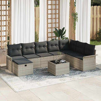 vidaXL Set Divano da Giardino 9 pcs Grigio chiaro Poly Rattan
