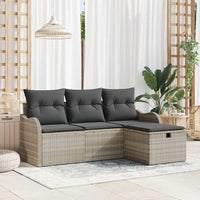 Set Divano da Giardino 4 pz-Sofa da Giardino-Divanetto da esterno Grigio chiaro Poly Rattan 436385