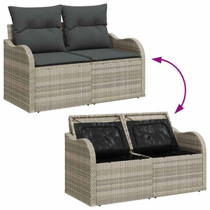 Set Divano da Giardino 4 pz-Sofa da Giardino-Divanetto da esterno Grigio chiaro Poly Rattan 436385