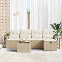 Set da Giardino  6 Pezzi con Cuscini Beige in Rattan 3360302