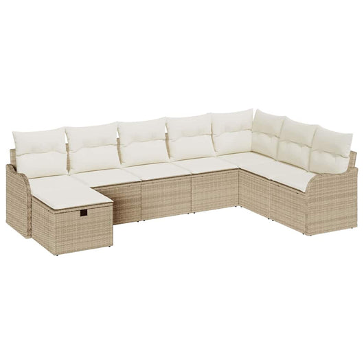 Set Divano da Giardino da 8 Pezzi di  con Cuscini Beige in Rattan Sintetico 3360362