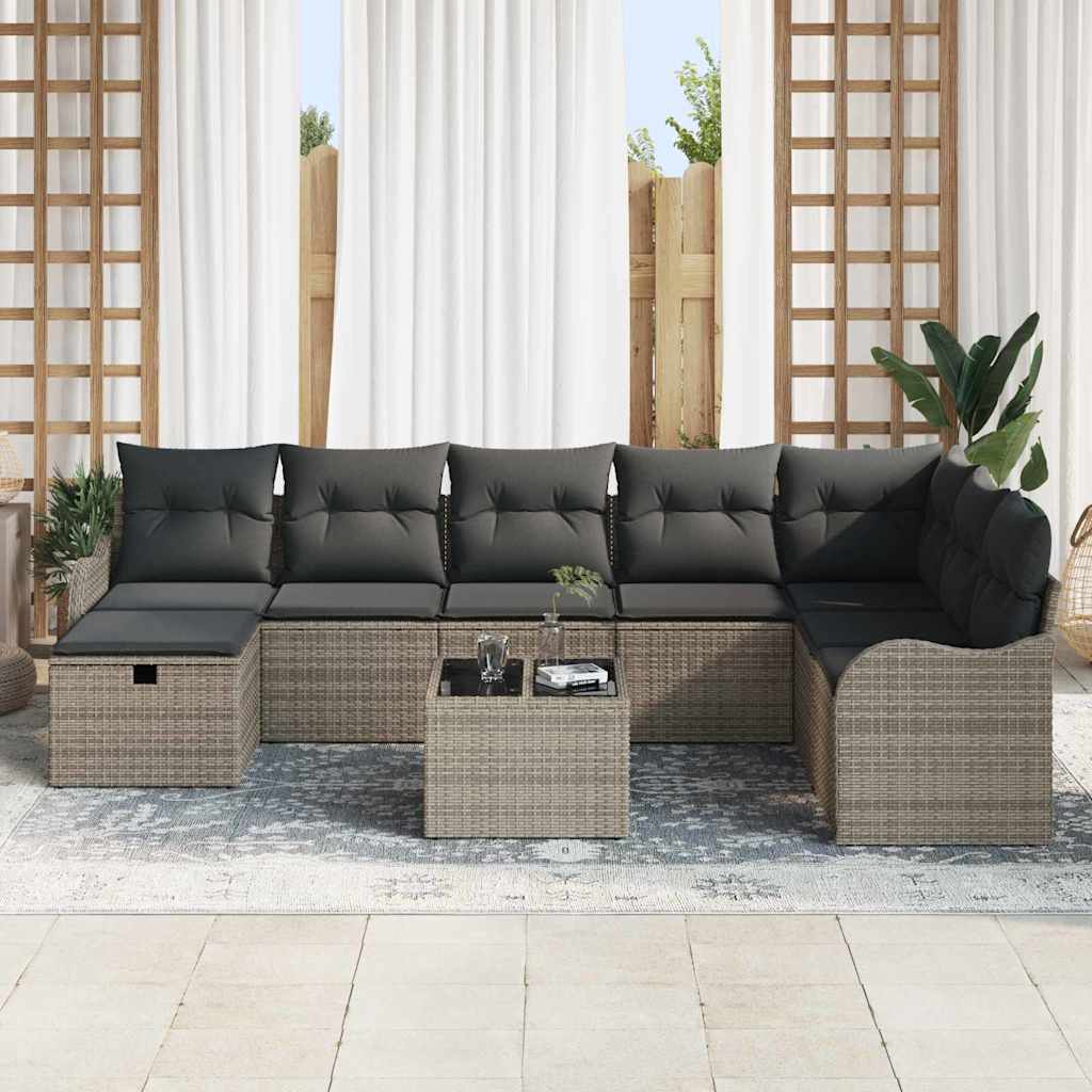 Set di divani da giardino modulare  con cuscini in polyrattan grigio 3360370