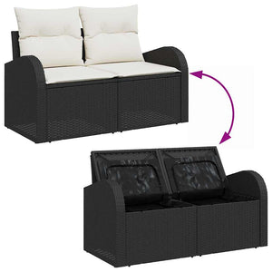 vidaXL Set Divano da Giardino con cuscino 4 pcs Nero Poly Rattan