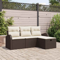 Set Divano da Giardino con cuscino 4 pz-Sofa da Giardino-Divanetto da esterno Marrone polyrattan 731619