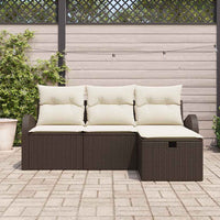 Set Divano da Giardino con cuscino 4 pz-Sofa da Giardino-Divanetto da esterno Marrone polyrattan 731619