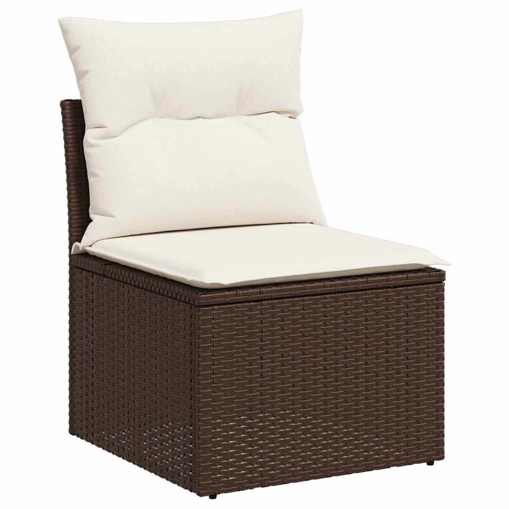 Set Divano da Giardino con cuscino 4 pz-Sofa da Giardino-Divanetto da esterno Marrone polyrattan 731619