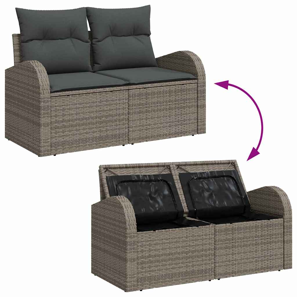 vidaXL Set Divano da Giardino con cuscino 4 pcs Grigio Poly Rattan