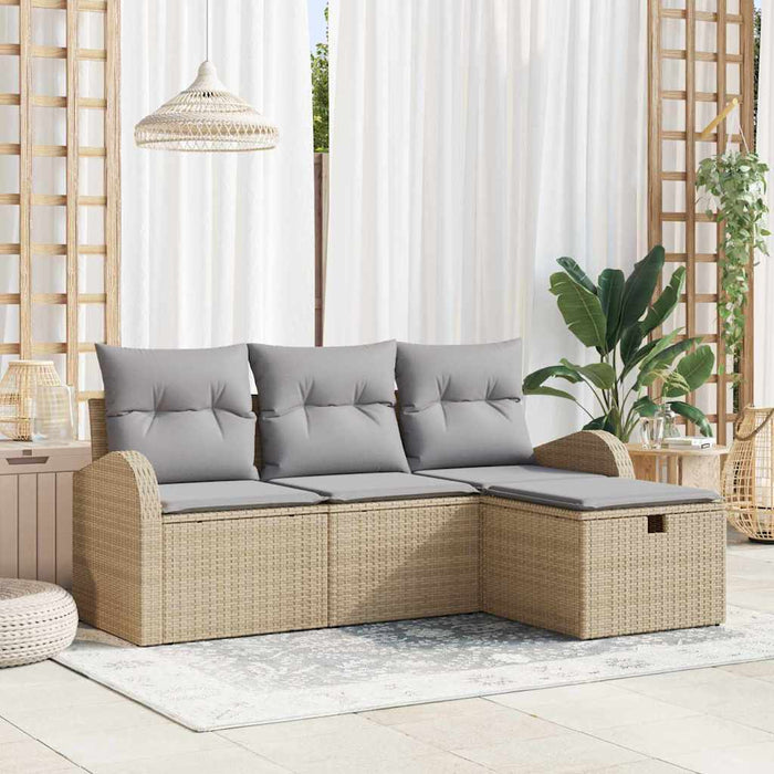 Set Divano da Giardino con cuscino 4 pz-Sofa da Giardino-Divanetto da esterno Beige polyrattan 778294