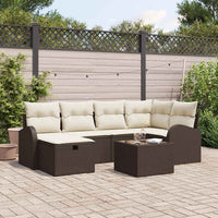 Set Giardino 7 Pezzi  con Cuscini in Polyrattan Marrone 3360419