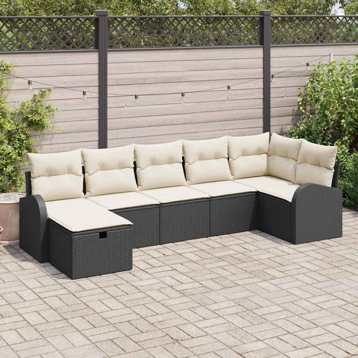 Set da giardino di 7 pezzi vitaXL con cuscini e rattan nero 3360428