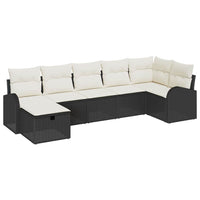 Set da giardino di 7 pezzi vitaXL con cuscini e rattan nero 3360428