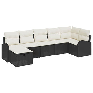 Set da giardino di 7 pezzi vitaXL con cuscini e rattan nero 3360428