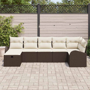 Set di divani da giardino 7 pezzi  con cuscini marroni in polyrattan 3360429