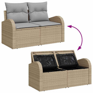 vidaXL Set Divano da Giardino con cuscino 7 pcs Beige Poly Rattan