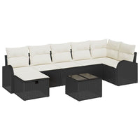 Set di divani da giardino da 8 pezzi con cuscini in polirattan nero 3360438