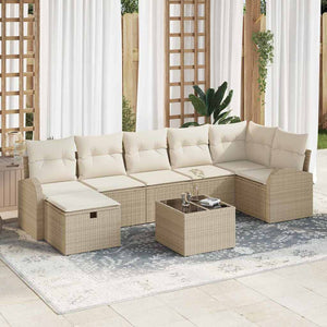 vidaXL Set Divano da Giardino con cuscino 8 pcs Beige Poly Rattan