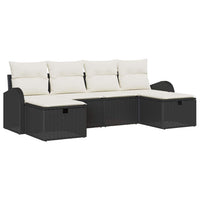 Set da Giardino  6 pezzi con cuscini in rattan sintetico nero 3360448
