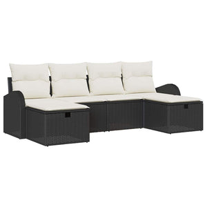 Set da Giardino  6 pezzi con cuscini in rattan sintetico nero 3360448