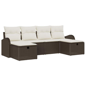 Set da Giardino  in 6 Pezzi con Cuscini Marrone in Rattan Sintetico 3360449