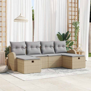 Set da Giardino  di 6 Pezzi con Cuscini Beige in Rattan Sintetico 3360451