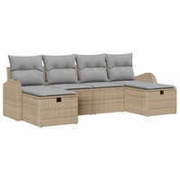 Set da Giardino  di 6 Pezzi con Cuscini Beige in Rattan Sintetico 3360451