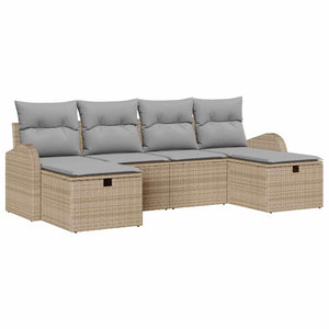 Set da Giardino  di 6 Pezzi con Cuscini Beige in Rattan Sintetico 3360451