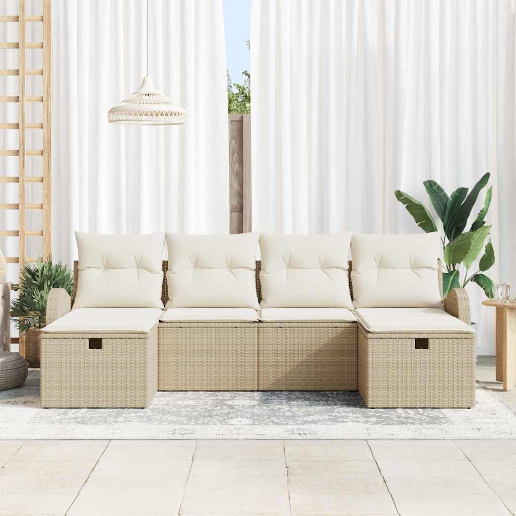 Set di sofà da giardino 6 pezzi con cuscini in polyrattan beige 3360452