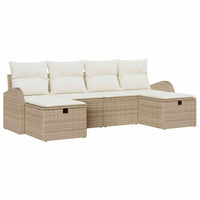 vidaXL Set Divano da Giardino con cuscino 6 pcs Beige Poly Rattan
