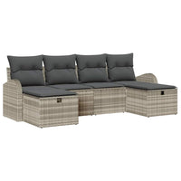 Set da giardino vitaXL in 6 pezzi, con cuscini grigio chiaro in rattan sintetico. 3360453