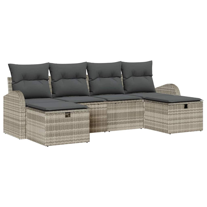 Set da giardino vitaXL in 6 pezzi, con cuscini grigio chiaro in rattan sintetico. 3360453