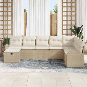 Set Divano da Giardino con cuscino 8 pcs Beige Poly Rattan 3360462