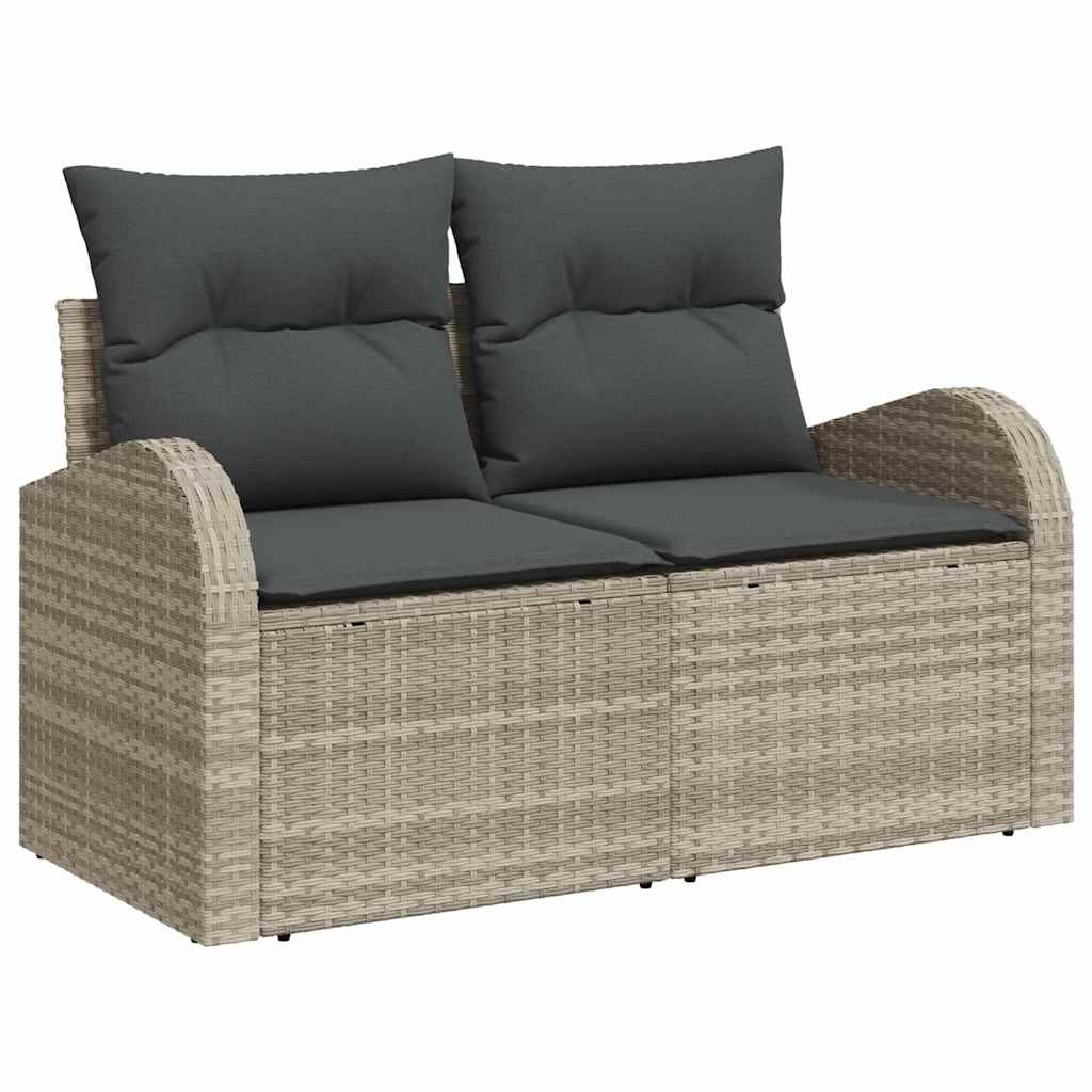 Set di Divani da Giardino  8 Pezzi con Cuscini in Rattan Sintetico Grigio Chiaro 3360463