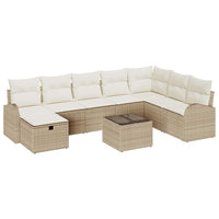 Set divano giardino 9 pezzi  con cuscini in rattan beige 3360472