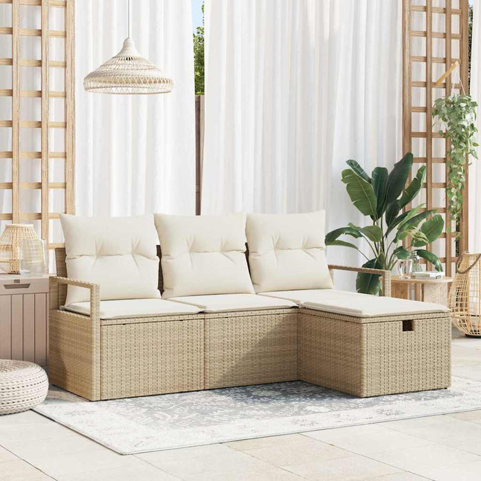 Set giardino 4 pezzi  con cuscini beige in rattan sintetico 3360482