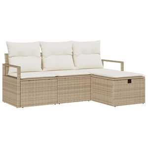 Set giardino 4 pezzi  con cuscini beige in rattan sintetico 3360482