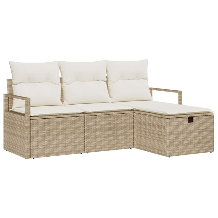 Set giardino 4 pezzi  con cuscini beige in rattan sintetico 3360482