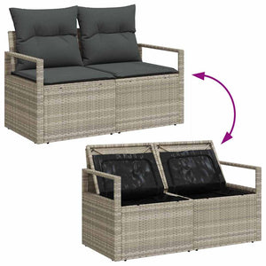 Set Divano da Giardino 4 pz-Sofa da Giardino-Divanetto da esterno Grigio chiaro Poly Rattan 931073