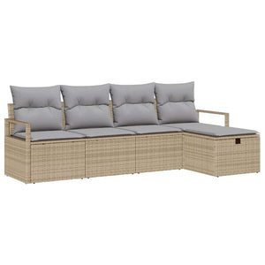 Set di Sofà da Giardino in 5 Pezzi  con Cuscini Beige in Rattan Sintetico 3360491